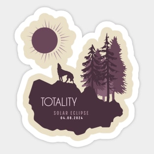 Totality Wolf Howling at the Solar Eclipse 2024 Sticker